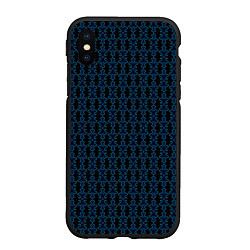 Чехол iPhone XS Max матовый Узоры чёрно-синий паттерн, цвет: 3D-черный