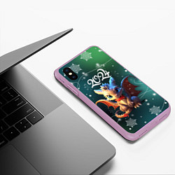 Чехол iPhone XS Max матовый Дракоша - символ года, цвет: 3D-сиреневый — фото 2