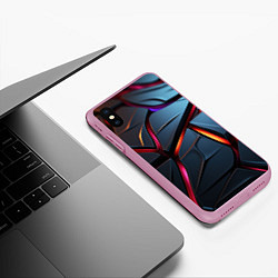 Чехол iPhone XS Max матовый Разлом синих плит абстракт, цвет: 3D-розовый — фото 2