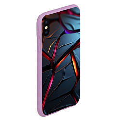 Чехол iPhone XS Max матовый Разлом синих плит абстракт, цвет: 3D-сиреневый — фото 2