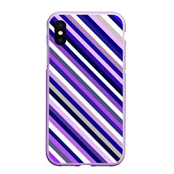 Чехол iPhone XS Max матовый Полосы фиолетовые диагональ, цвет: 3D-сиреневый