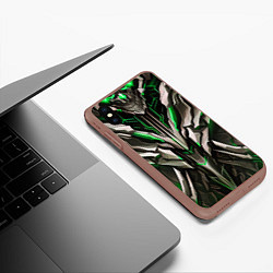 Чехол iPhone XS Max матовый Зелёная кибер броня модерн, цвет: 3D-коричневый — фото 2