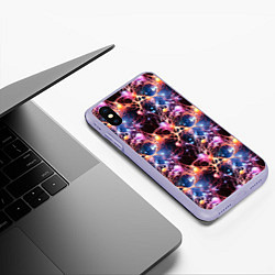 Чехол iPhone XS Max матовый Узор нейронные связи, цвет: 3D-светло-сиреневый — фото 2