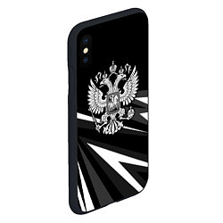 Чехол iPhone XS Max матовый Герб РФ - white and black geometry, цвет: 3D-черный — фото 2