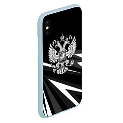 Чехол iPhone XS Max матовый Герб РФ - white and black geometry, цвет: 3D-голубой — фото 2