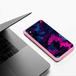 Чехол iPhone XS Max матовый Синий и фиолетовый абстрактный камуфляж, цвет: 3D-баблгам — фото 2