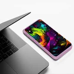 Чехол iPhone XS Max матовый Яркие разноцветные краски, цвет: 3D-сиреневый — фото 2