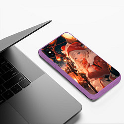 Чехол iPhone XS Max матовый Новогодняя подруга, цвет: 3D-фиолетовый — фото 2