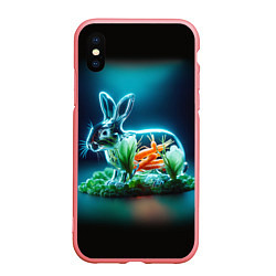 Чехол iPhone XS Max матовый Прозрачный стеклянный кролик с овощами, цвет: 3D-баблгам