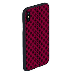 Чехол iPhone XS Max матовый Паттерн узоры тёмно-розовый, цвет: 3D-черный — фото 2