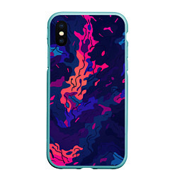 Чехол iPhone XS Max матовый Яркая абстракция в стиле камуфляжа, цвет: 3D-мятный