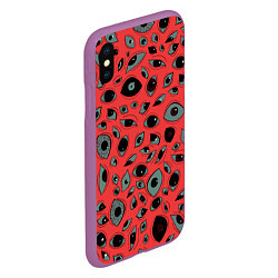 Чехол iPhone XS Max матовый Розовый цвет: глазики-косоглазики, цвет: 3D-фиолетовый — фото 2