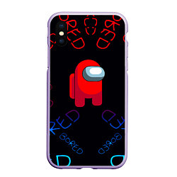 Чехол iPhone XS Max матовый Амонг ас bored neon, цвет: 3D-светло-сиреневый