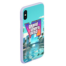 Чехол iPhone XS Max матовый GTA6 солечный город, цвет: 3D-светло-сиреневый — фото 2