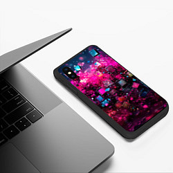 Чехол iPhone XS Max матовый Летящие абстрактные кубики, цвет: 3D-черный — фото 2