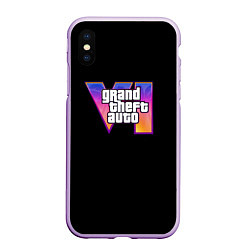 Чехол iPhone XS Max матовый Gta 6 logo, цвет: 3D-сиреневый