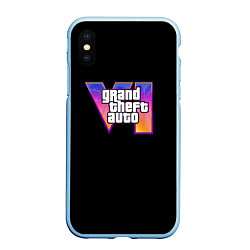 Чехол iPhone XS Max матовый Gta 6 logo, цвет: 3D-голубой