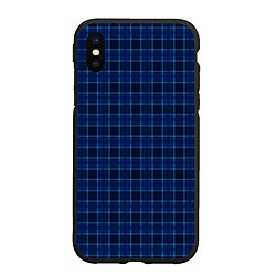 Чехол iPhone XS Max матовый Серьёзный синий в клетку, цвет: 3D-черный