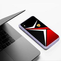 Чехол iPhone XS Max матовый Russia - black and red, цвет: 3D-светло-сиреневый — фото 2