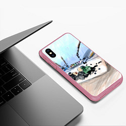 Чехол iPhone XS Max матовый Капли и портрет тушью, цвет: 3D-малиновый — фото 2