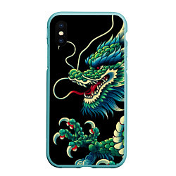 Чехол iPhone XS Max матовый Japanese irezumi - dragon, цвет: 3D-мятный