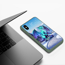 Чехол iPhone XS Max матовый Статуя синего дракона 2024, цвет: 3D-темно-зеленый — фото 2