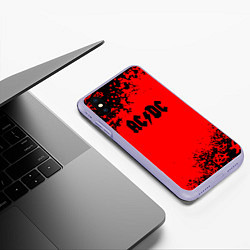 Чехол iPhone XS Max матовый AC DC skull rock краски, цвет: 3D-светло-сиреневый — фото 2