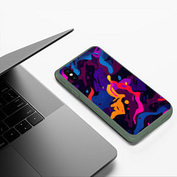 Чехол iPhone XS Max матовый Камуфляж из разноцветных красок, цвет: 3D-темно-зеленый — фото 2