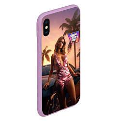 Чехол iPhone XS Max матовый GTA 6 girl, цвет: 3D-сиреневый — фото 2