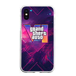 Чехол iPhone XS Max матовый GTA 6 summer logo, цвет: 3D-белый