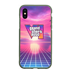 Чехол iPhone XS Max матовый GTA 6 Vaporwave, цвет: 3D-темно-зеленый