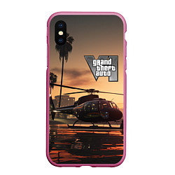 Чехол iPhone XS Max матовый GTA 6 вертолет, цвет: 3D-малиновый