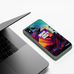 Чехол iPhone XS Max матовый GTA 6 аbstract logo, цвет: 3D-темно-зеленый — фото 2