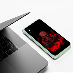 Чехол iPhone XS Max матовый Красный скелет на чёрном фоне, цвет: 3D-салатовый — фото 2