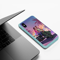 Чехол iPhone XS Max матовый GTA 6 Люсия и Джейсен, цвет: 3D-мятный — фото 2