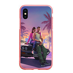 Чехол iPhone XS Max матовый GTA 6 Люсия и Джейсен, цвет: 3D-баблгам