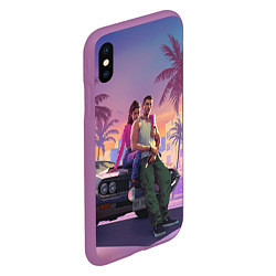 Чехол iPhone XS Max матовый GTA 6 Люсия и Джейсен, цвет: 3D-фиолетовый — фото 2