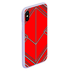 Чехол iPhone XS Max матовый Белые полосы на красном фоне, цвет: 3D-светло-сиреневый — фото 2