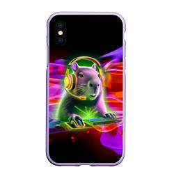 Чехол iPhone XS Max матовый Capybara is an avid gamer, цвет: 3D-светло-сиреневый