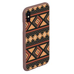 Чехол iPhone XS Max матовый Этническая геометрия с ромбами - паттерн, цвет: 3D-коричневый — фото 2