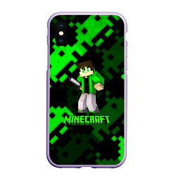 Чехол iPhone XS Max матовый Minecraft персонаж из игры, цвет: 3D-светло-сиреневый