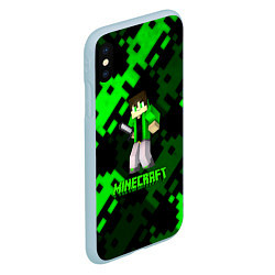 Чехол iPhone XS Max матовый Minecraft персонаж из игры, цвет: 3D-голубой — фото 2