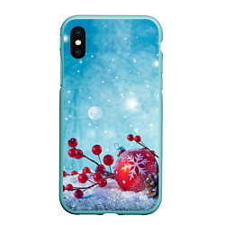 Чехол iPhone XS Max матовый Сhristmas toys, цвет: 3D-мятный