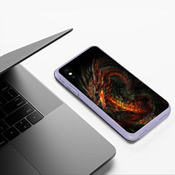 Чехол iPhone XS Max матовый Красный древесный дракон, цвет: 3D-светло-сиреневый — фото 2