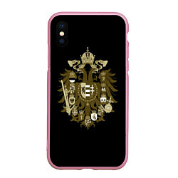 Чехол iPhone XS Max матовый Герб РФ старославянский, цвет: 3D-розовый