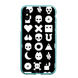 Чехол iPhone XS Max матовый Любовь смерть и роботы паттерн, цвет: 3D-мятный