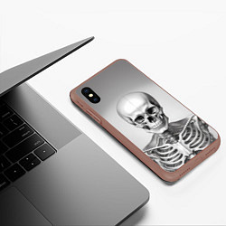 Чехол iPhone XS Max матовый Скелет черно белый, цвет: 3D-коричневый — фото 2