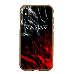 Чехол iPhone XS Max матовый Ведьмак лого битва огней, цвет: 3D-коричневый