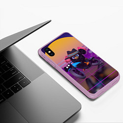 Чехол iPhone XS Max матовый Чёрный Гусь на мотоцикле Чикен Ган, цвет: 3D-сиреневый — фото 2