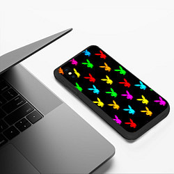 Чехол iPhone XS Max матовый Playboy pattern неон, цвет: 3D-черный — фото 2